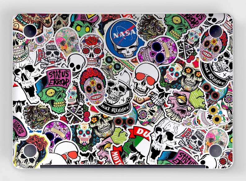 Download Skull laptop cover Skulls vector MacBook pro 15 skin sugar ...
