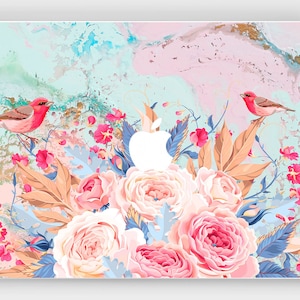 Roses MacBook decal Mac Air 13 skin Birds pattern MacBook Pro 15 inch MacBook 12 Retina A2251 in 2018 A1990 cover vinyl sticker stone A1932