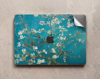 ゴッホ アーモンドの花 Macbook Air 13 Pro 15 14 16 インチ M4 M3 M1 ビニールキーボードステッカーカバー 2022 2021 A3401 A1990 クラシック絵画アート