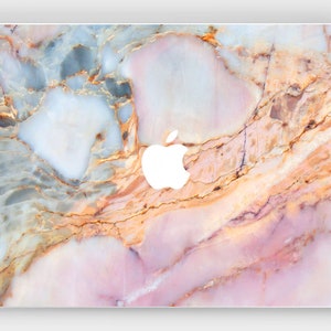 marble MacBook pro 14 15 16 m1 2021 2020 Laptop mac book air 11 12 13 2012 2017 a1502 skin decal pink backdrop blue cracked stone stickers