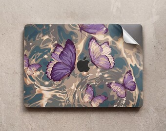 Naklejka na klawiaturę laptopa z motywem motyla w kolorze fioletowym na MacBooka Air 13 14 13,3 13,6 cala Pro 15 16 cali Neo M5 M1 z winylu 2024 2022 A3426 A2141 Dziewczęca