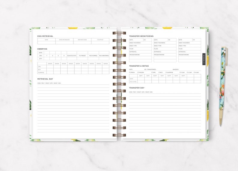 The Undated IVF Planner: Pineapple IVF Journal, Ivf Diary, Iui Planner, Iui Journal, TTC Planner, Ttc Journal image 5