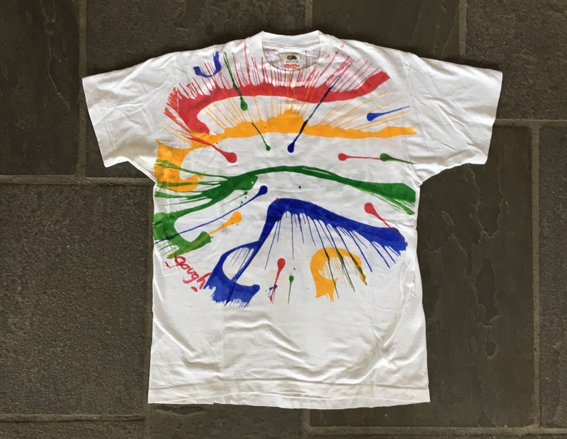 Vintage 80s T shirt Paint Splatter Allover Print Gay PRIDE ...