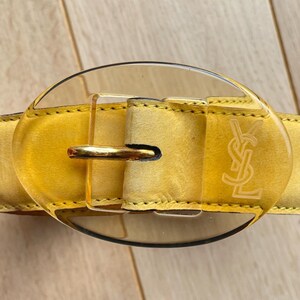 Belt YVES SAINT LAURENT in Yellow Leather Plexiglass Buckle  display picture 1