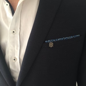 Bonito monograma en plata de ley - personalización del traje de novia - traje de novio - letras iniciales de joyería antigua Boutonniere de 1,2 cm