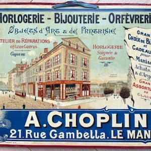 Tabliczka litograficzna / Tektura reklamowa A. Choplin Le Mans Bijouterie