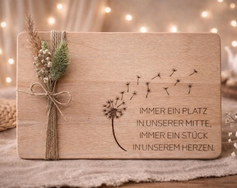 Wooden breakfast board with engraving – Loving keepsake & gift – "A place in our midst"