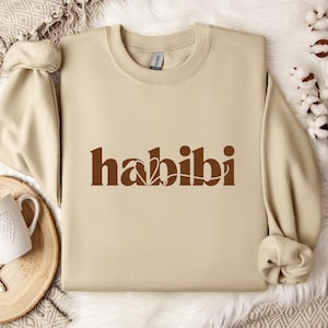 Habibi Sweatshirt, Habibti, Muslim Crewneck, Islam Gift, Eid, Middle East, Arab Hoodie, Ramadan, Alhamdulillah, Tatreez