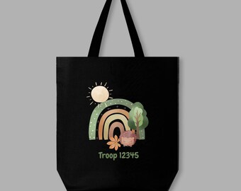 Troop Number Tote Bag Black Onesie®, Scouts, Birthday Gift, Brownie, Girl, Camping, Gift Daisy, Scout Mom, Cadette, Junior