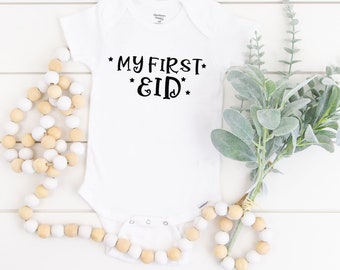 My First Eid Bowtie Onesie®, Eid Mubarak, Baby Girl, Boy Newborn Clothes, Baby Shower Gift, Muslim Onesie®, My First Ramadan, Islamic Gift