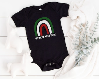 Palestine Rainbow Black Onesie®, Alhamdulillah, Arab Baby, Baby, Baby Shower Gift, Muslim Free Palestinian, My First Ramadan Arab, Falestine