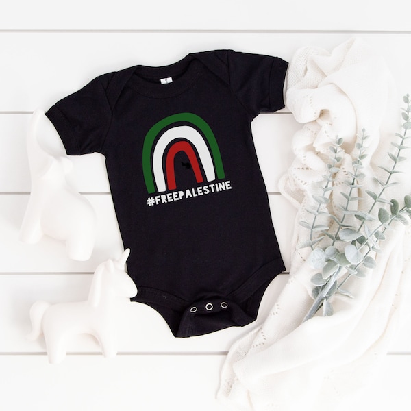 Palestine Rainbow Black Onesie®, Alhamdulillah, Arab Baby, Baby, Baby Shower Gift, Muslim Free Palestinian, My First Ramadan Arab, Falestine