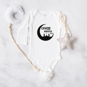 Coveid Mubarak Onesie®, Eid Mubarak, Baby Girl, Baby Boy Newborn Clothes, Baby Shower Gift, Muslim Onesie®, My First Eid, Islamic Gift, Kids