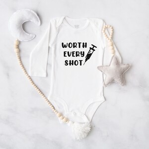 Worth Every Shot Bodysuit, IVF Onesie®, Pregnancy Announcement Onesie®, Pregnancy Reveal, Announcement, Baby Shower Gift, Welcome outfit