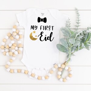 My First Eid Bowtie Onesie®, Eid Mubarak, Baby Girl, Boy Newborn Clothes, Baby Shower Gift, Muslim Onesie®, My First Ramadan, Islamic Gift