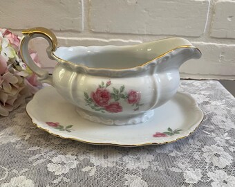 Beautiful vintage Edelstein Three Roses Gravy Boat