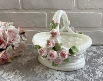 Pretty pink rose  basket - so shabby chic