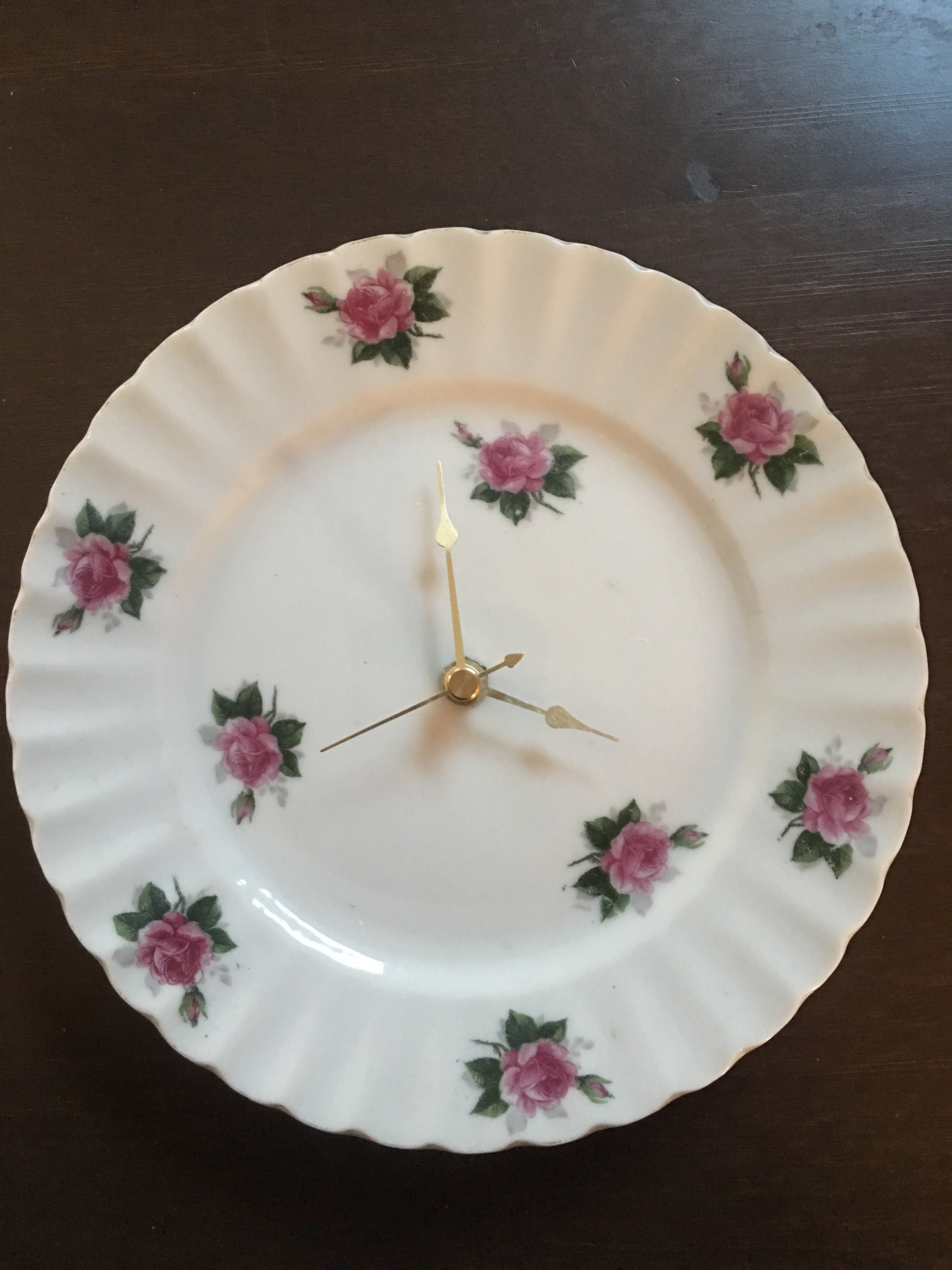 Vintage China Plate Clock Small Etsy