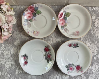 Pretty shabby chic style saucers - mismatched