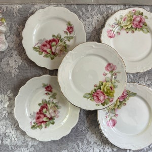 Pretty set of (5) vintage Rose small plates