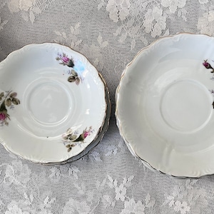 Set of (8) - vintage Rose Japan tea cup & Demitasse saucers