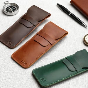 Estojo de couro personalizado feito à mão, porta-canetas de couro personalizado, estojo de couro para canetas e lápis, porta-canetas-tinteiro, bolsa de couro para canetas.