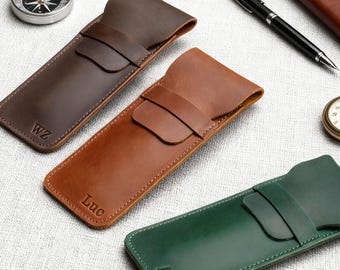 Estuche de piel personalizado hecho a mano para bolígrafos, portalápices de piel a medida, funda de piel para lápices y bolígrafos, estuche para estilográficas, bolsa de piel para bolígrafos