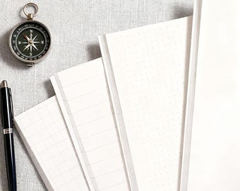 Refill-inlägg för läderjournalblock, fyra typer av papper: linjerad/blank/prickad/prickad