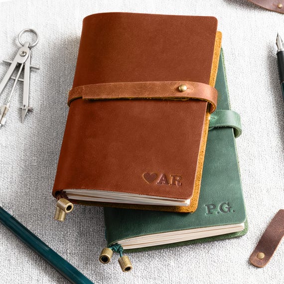 Personalized Leather Journal Notebook, Refillable Leather Bound Journal, Custom Name Leather Journal Cover, Rustic Leather Diary for Him Her