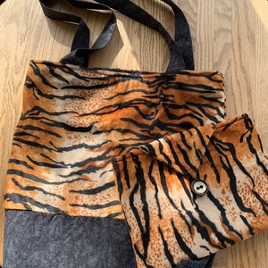 Hand Crafted Set of 2 Faux Fur Tote Bag and Clutch