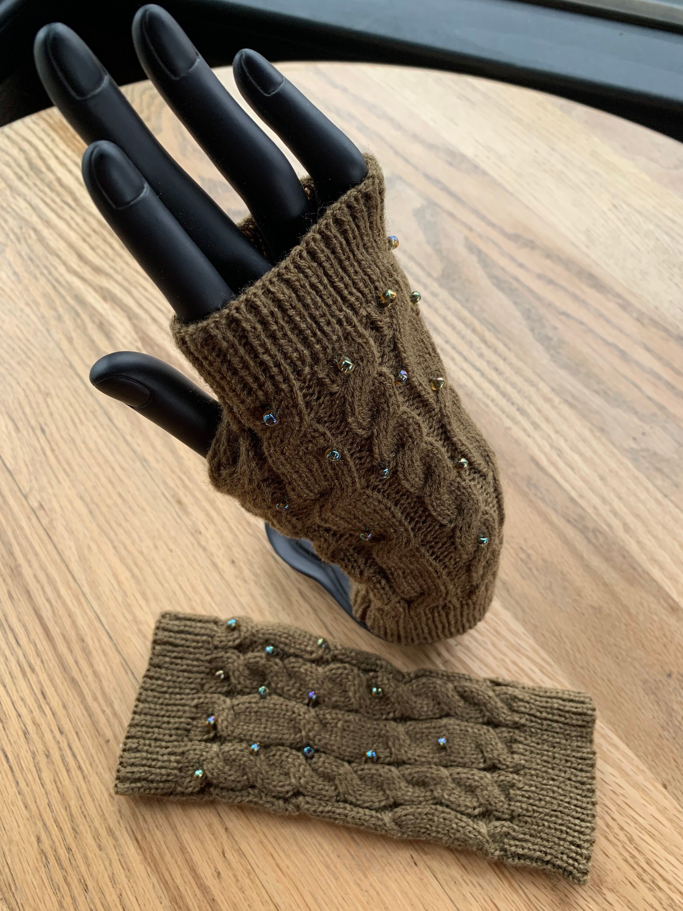 Handcrafted Brown Cableknit Fingerless Gloves/cuffs - Etsy