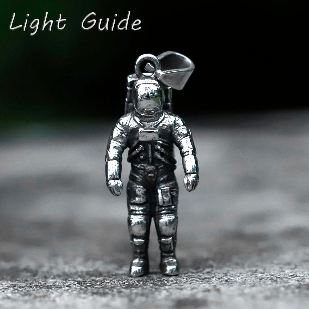 Astronaut Necklace Silver Pendant For Men Women Stainless Steel