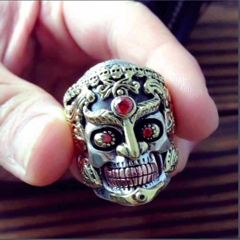 Skull Ring Silver Mayan Skull Ring God Skull Ring With Pink - Etsy