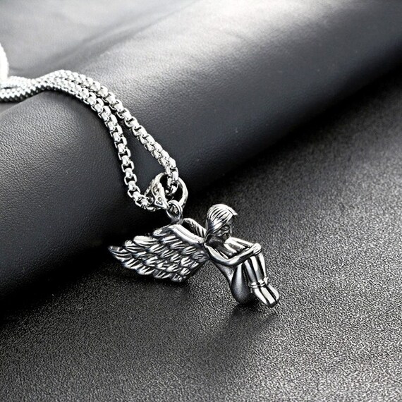 Stainless steel hotsell angel pendant