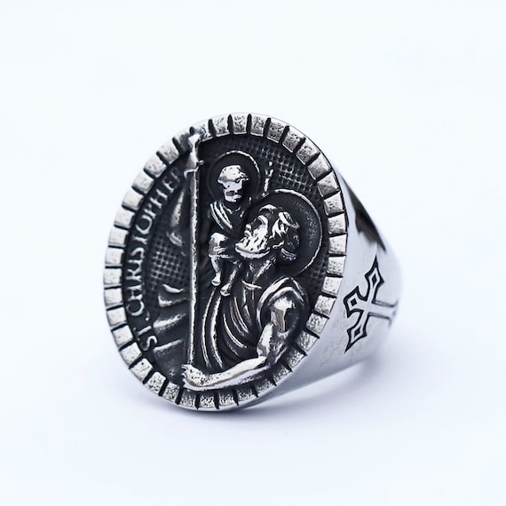 St. Christophorus Edelstahl Katholisch Christlich Religiöser Ring - .de