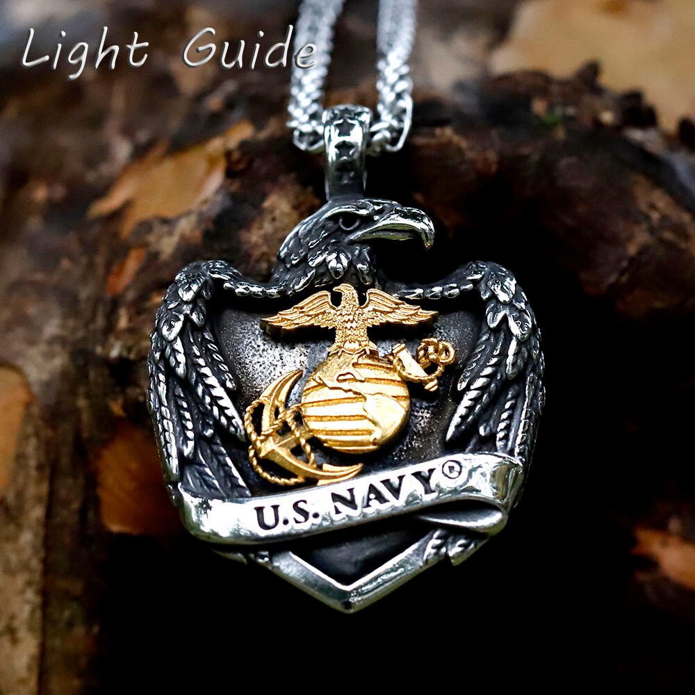 Eagle globe and shop anchor necklace