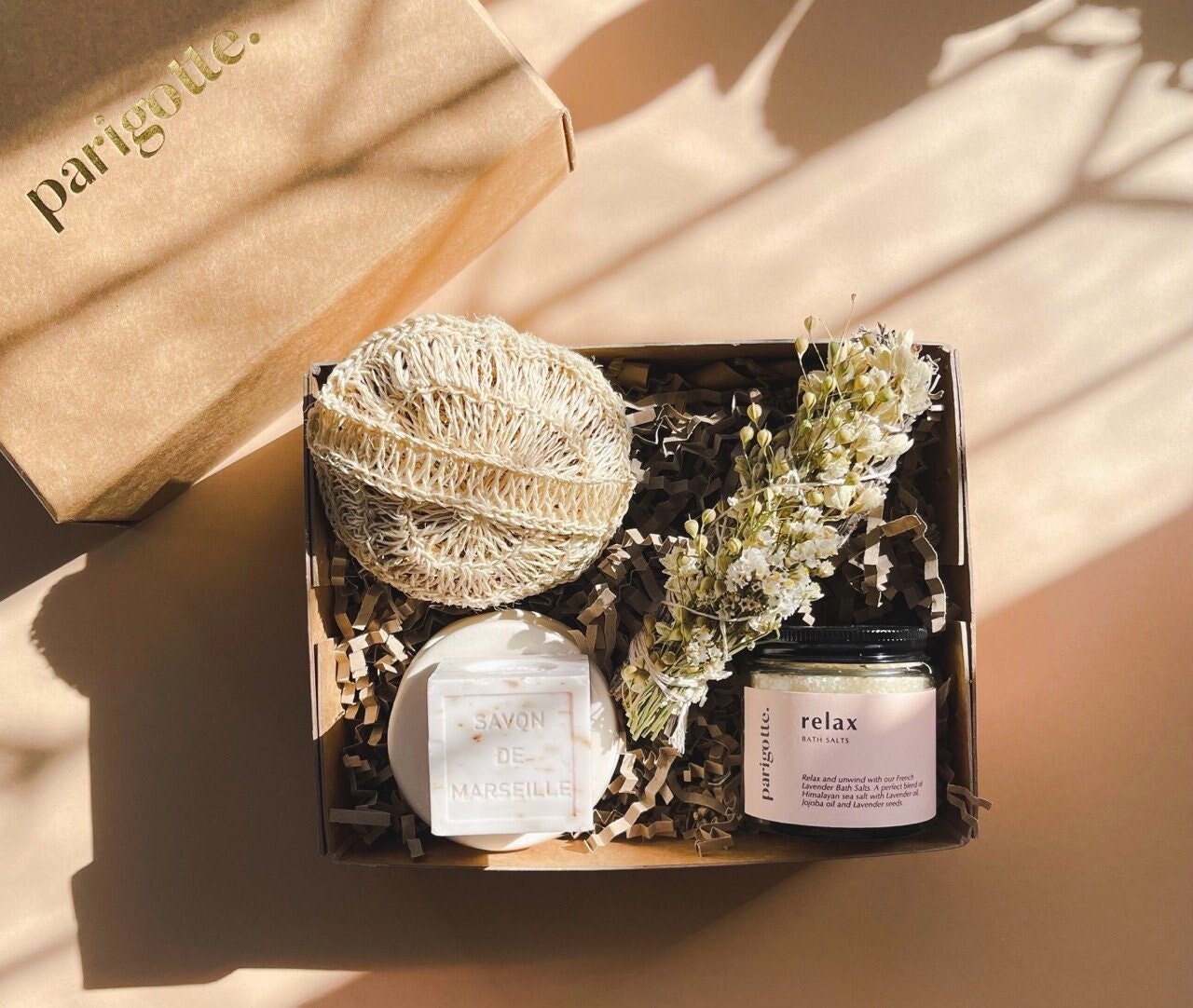Spiritual Bath Gift Set: Lavender Smudge, Loofah & Vegan Soap