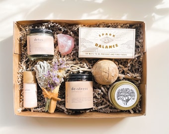 Stress Relief Meditation Kit – Tea, Balm, Bath Salts, Palo Santo, Smudge & Rose Quartz