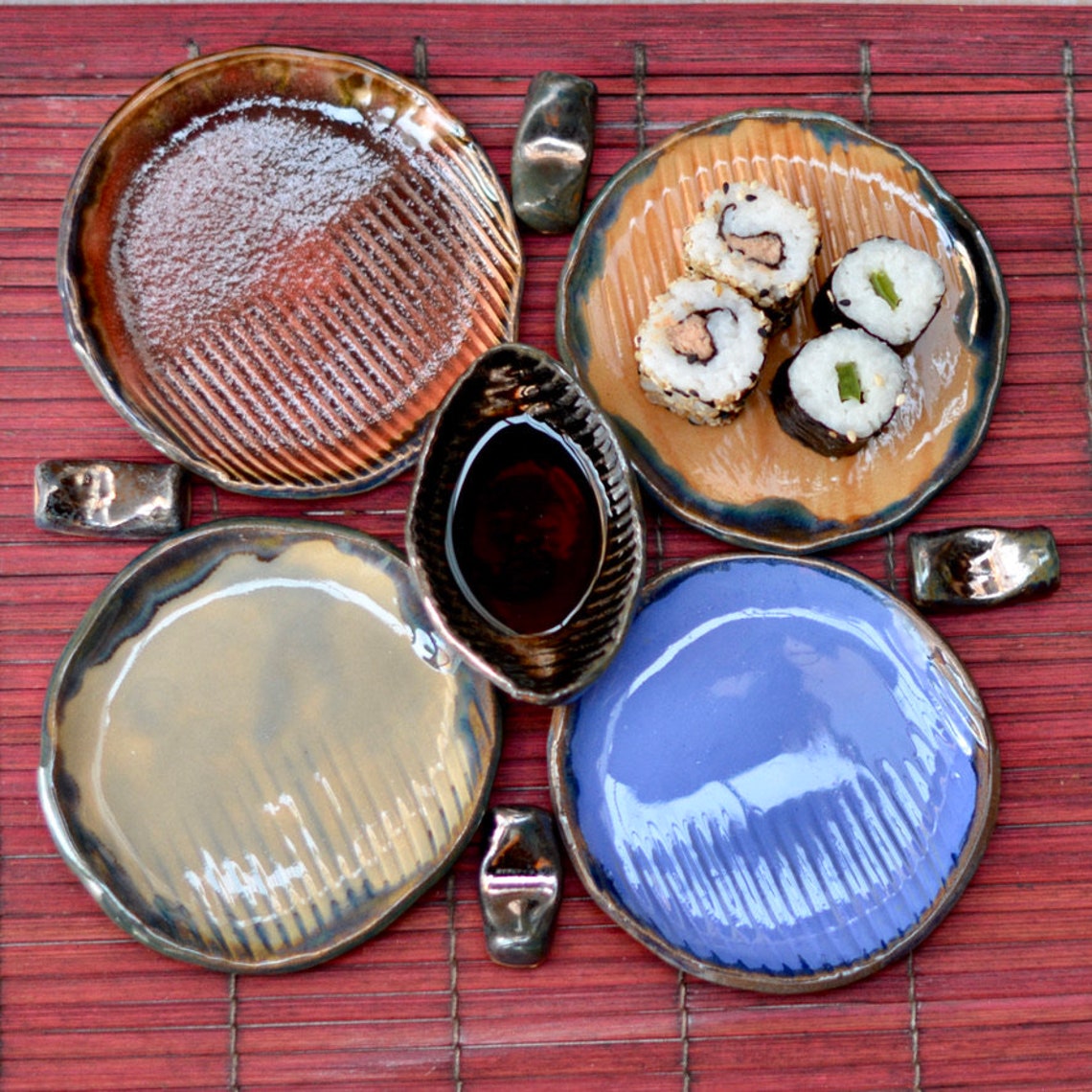 Handmade Pottery Small Sushi Plate Set for 1 Etsy