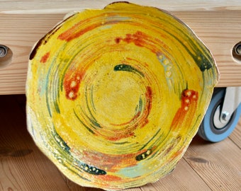 Decorative Yellow Three Legged Ceramic Platter