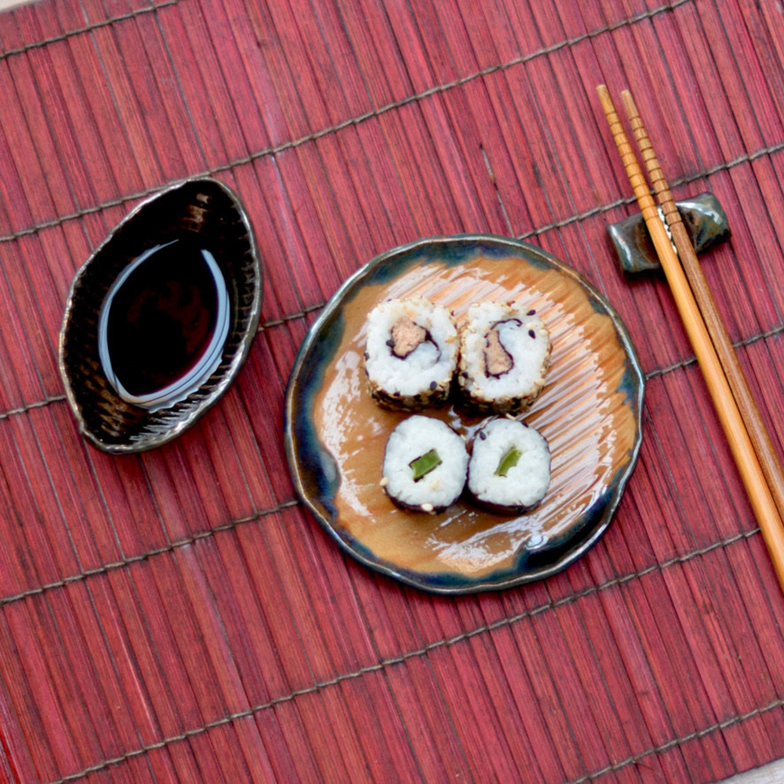 Handmade Pottery Small Sushi Plate Set for 1 Etsy