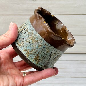 Wavy Rim Ceramic Succulent Planter with Drainage turquoise