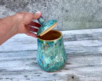 蓋付き素朴な陶器製保存瓶、セラミック製塩入れ - Etsy 日本