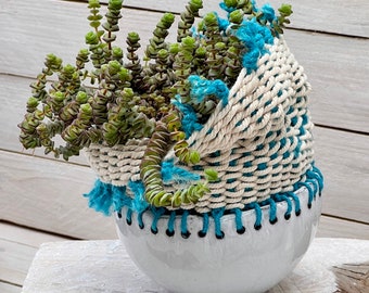 Ceramic Pot with Woven Collar