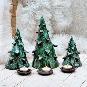 Juego de faroles de cerámica para árbol de Navidad