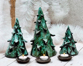 Christmas Tree Ceramic Lantern Set