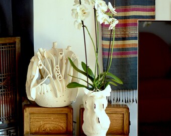 Tall Ceramic Orchid Pot with Holes