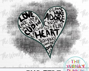 Valentine Word Art Grunge Sublimation PNG File , Printable Art