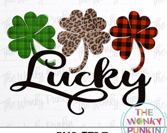 Lucky St Patrick's Day , Leopard Plaid , Sublimation Png File Download