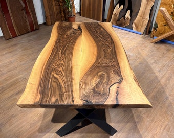 Handmade Live Edge Walnut Dining Table: Modern Farmhouse Style